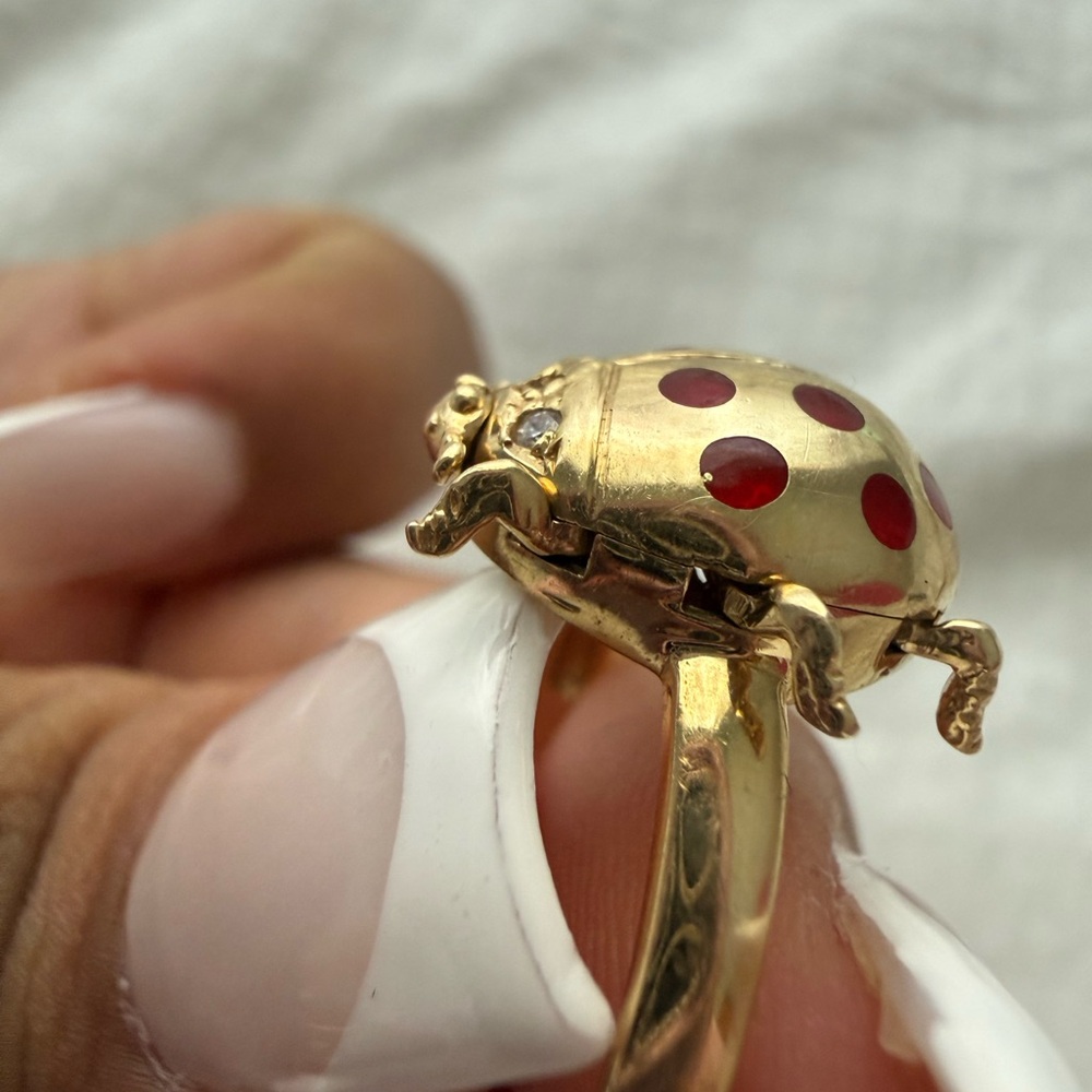 14k Solid Gold Ladybug Ring - image 3